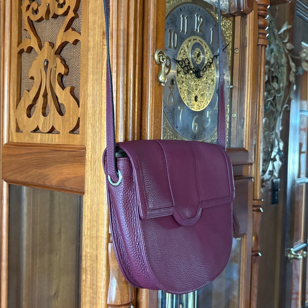 Corder London pebbled leather saddlebag crossbody  burgundy ( Bordeaux )